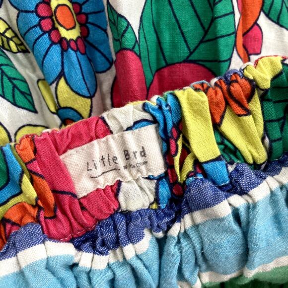 Little Bird Reversible Skirt - Retro Floral, Puckered Rainbow Stripe - 6-7 - Picture 5 of 8